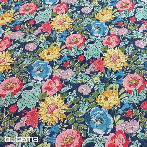 Dekostoff SOMMERBLUMEN - BLAU