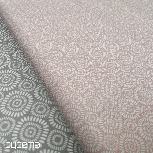 Baumwollstoff Geo sun grau-beige