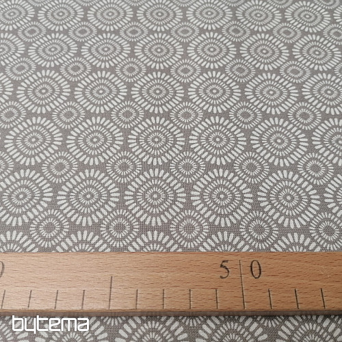 Baumwollstoff Geo sun grau-beige