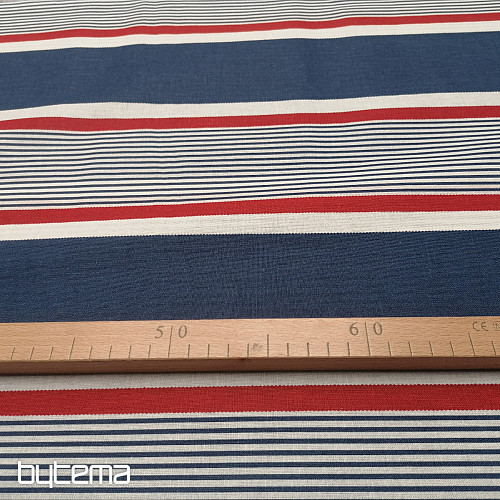 Baumwollstoff Blau-roter Streifen
