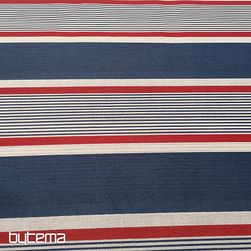 Baumwollstoff Blau-roter Streifen