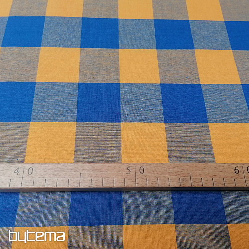 Blau-gelb karierter Baumwollstoff