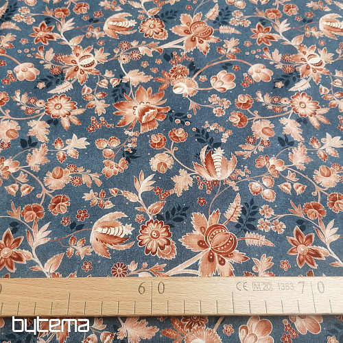 VARANASI KALAMKARI blauer Baumwollstoff