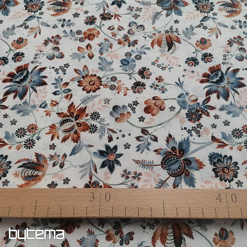 Baumwollstoff VARANASI KALAMKARI weiß