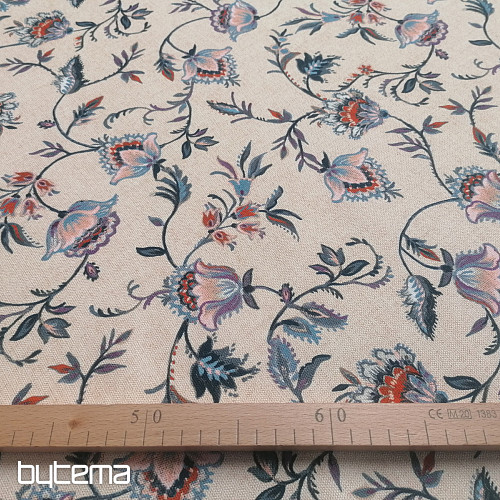 Dekostoff KLEINE BLUME BLAU