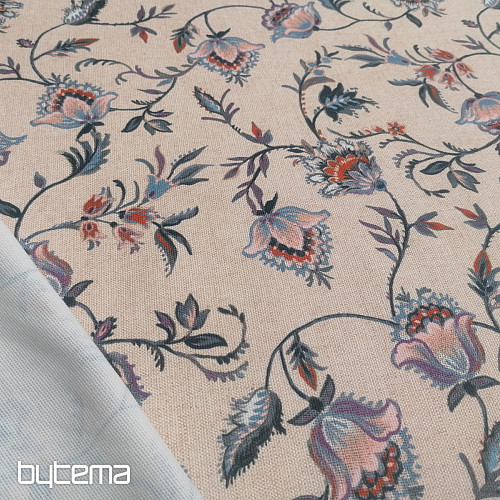 Dekostoff KLEINE BLUME BLAU
