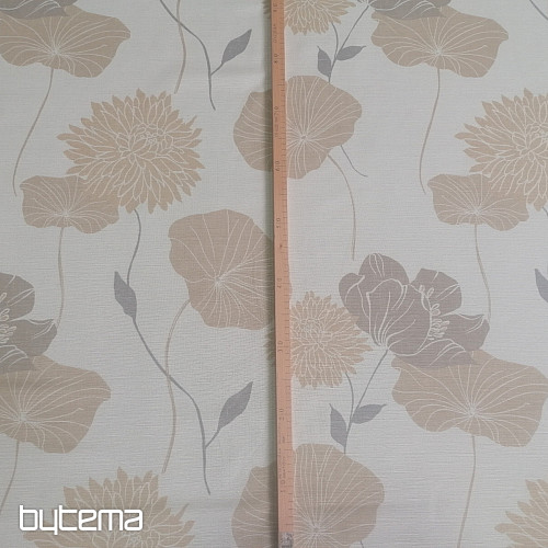 Dekostoff Stier-beige Blumen