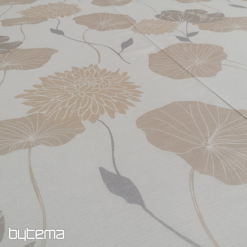 Dekostoff Stier-beige Blumen