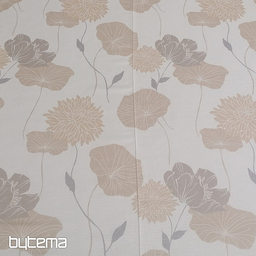Dekostoff Stier-beige Blumen
