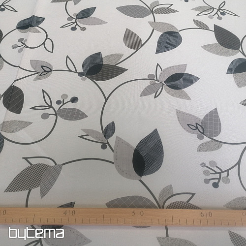 Dekostoff GRAU BLÄTTER 1