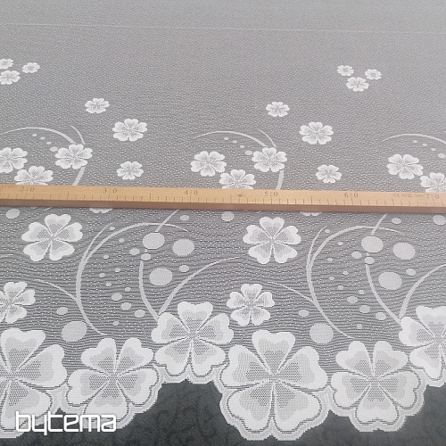 Jacquard-Vorhang A39000 weiße Blumen