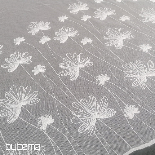 Luxus bestickter weißer Vorhang mit Blumen 11749/0001