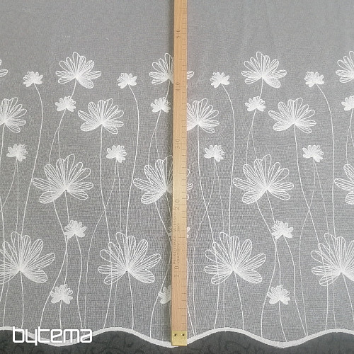 Luxus bestickter weißer Vorhang mit Blumen 11749/0001
