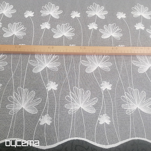 Luxus bestickter weißer Vorhang mit Blumen 11749/0001