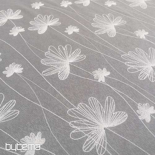 Luxus bestickter weißer Vorhang mit Blumen 11749/0001