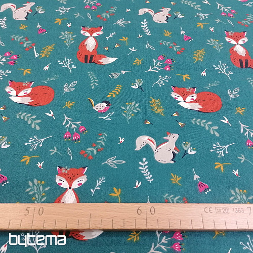 Baumwollstoff Fuchs und Eichhörnchen