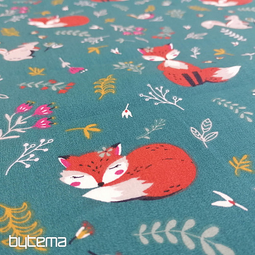 Baumwollstoff Fuchs und Eichhörnchen