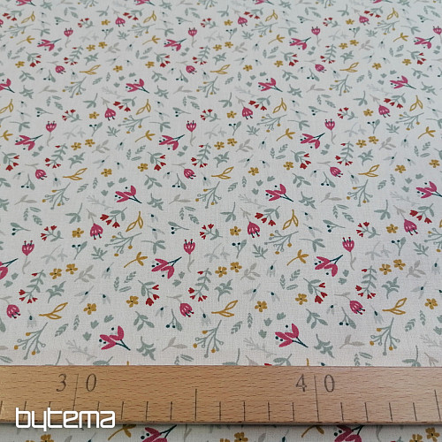 Baumwollstoff AZRA Blumen weiß