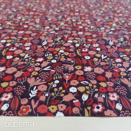 Baumwollstoff AXEA Blumen braun-violett