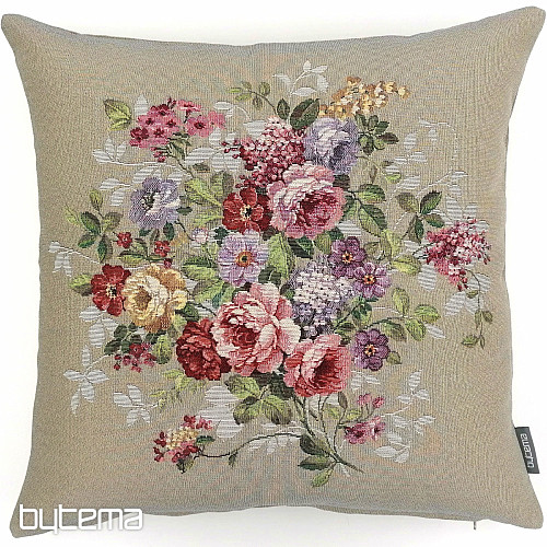 Gobelin-Kissenbezug BLUME BEIGE