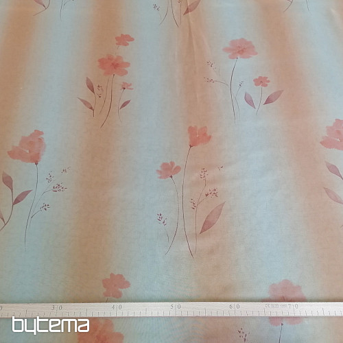 Orangefarbener Vorhang mit Blumen