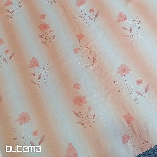 Orangefarbener Vorhang mit Blumen