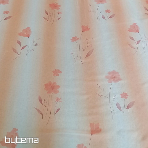 Orangefarbener Vorhang mit Blumen