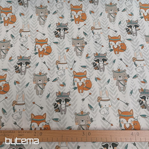 Baumwollstoff Indianer - Tiere