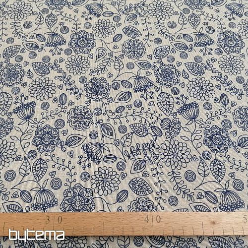 Dekostoff Neon Blumen blau