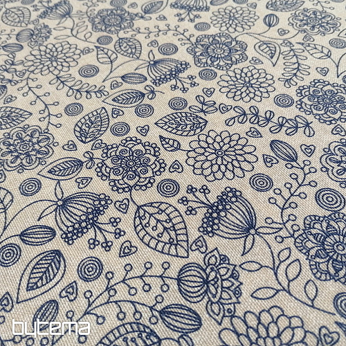 Dekostoff Neon Blumen blau