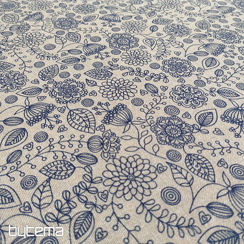 Dekostoff Neon Blumen blau
