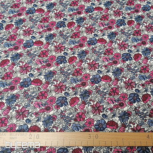 Baumwollstoff APOLÉNA Blumen lila-bordeaux
