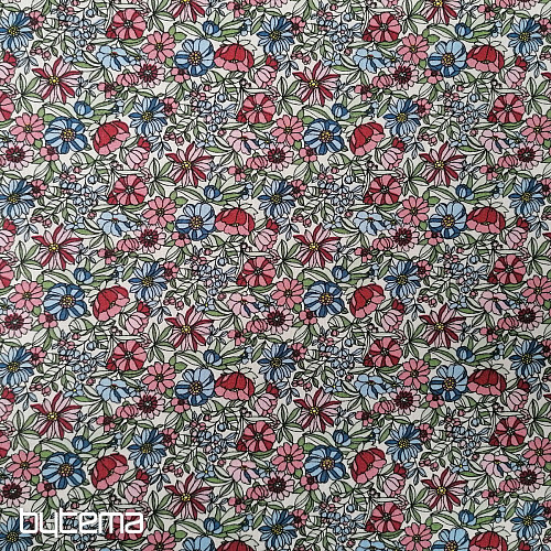 Baumwollstoff Apollo Blumen rosa-blau