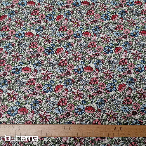 Baumwollstoff Apollo Blumen rosa-blau