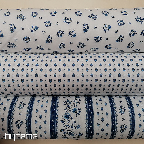 Baumwollstoff MAJOLIKA blaue Blume