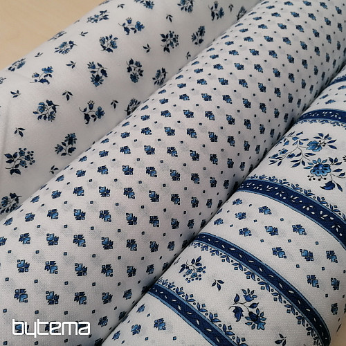 Baumwollstoff MAJOLIKA blaue Blume