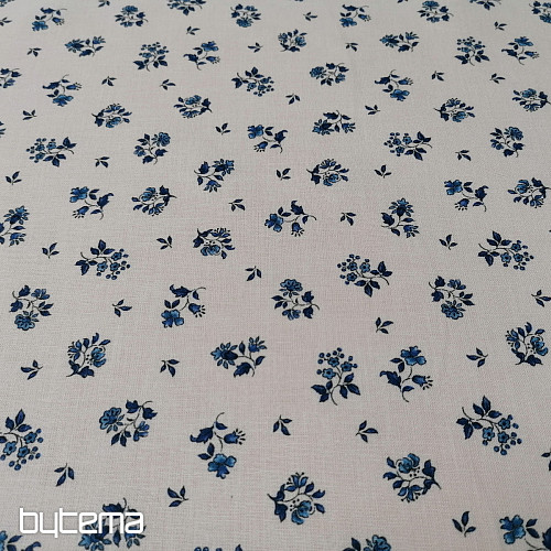 Baumwollstoff MAJOLIKA blaue Blume