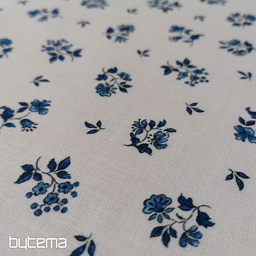 Baumwollstoff MAJOLIKA blaue Blume