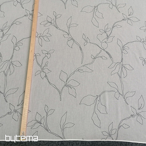 Luxusvorhang Abbony 90 weiß mit Blumen