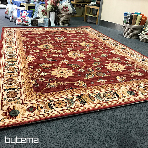 Luxus Wollteppich PRAG rot / beige