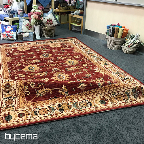 Luxus Wollteppich PRAG rot / beige