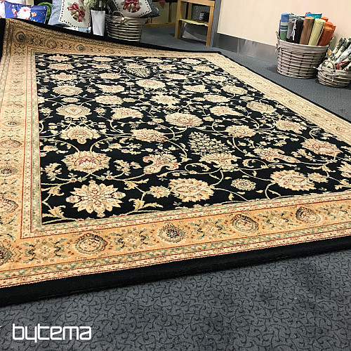 Luxus Wollteppich PRAG Schwarz / Beige