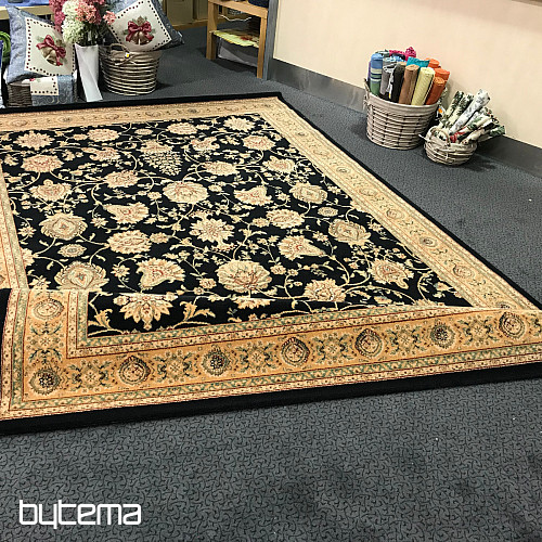 Luxus Wollteppich PRAG Schwarz / Beige