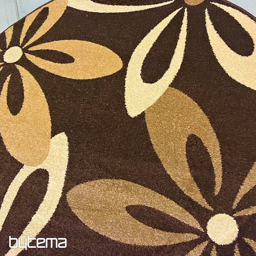 Rundteppich KARMEL Blumen draun