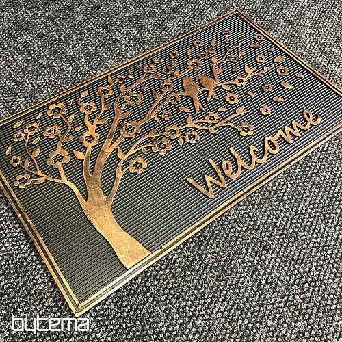 Gummimatte WILLKOMMEN Vögel auf einem Baum