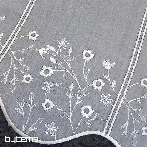 Bestickter Vorhang für Buntglasfenster GERSTER 11648 BLUMEN