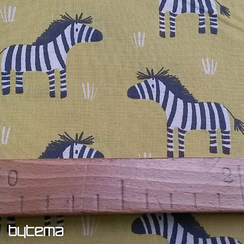 Baumwollstoff ZEBRA gelbgrün