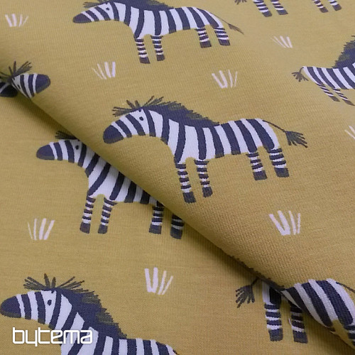 Baumwolljersey ZEBRA gelbgrün