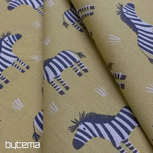 Baumwollstoff ZEBRA gelbgrün