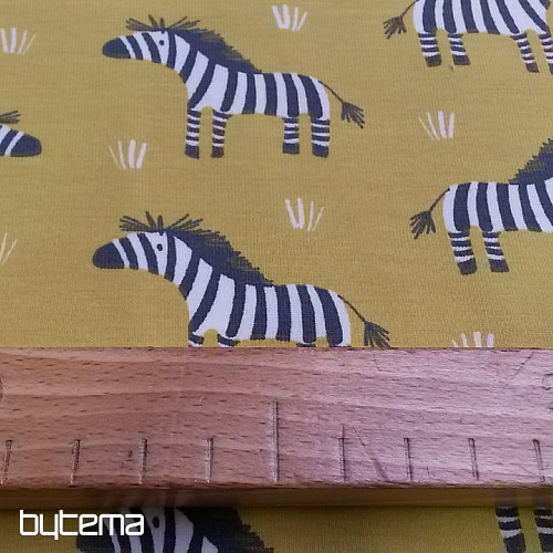 Baumwolljersey ZEBRA gelbgrün